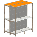Double sided gondola shelving with outrigger upright frame