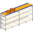 supermarket shelving system with outrigger upright frame (4 upright framed)